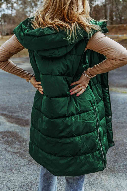 PREORDER Longline Hooded Sleeveless Puffer Vest