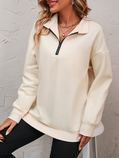 PREORDER Zip-Up Dropped Shoulder Sweatshirt