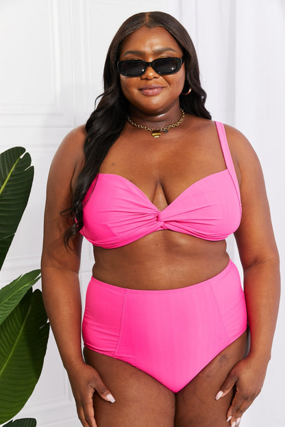 Take A Dip Twist High-Rise Swimsuit Bikini in Pink