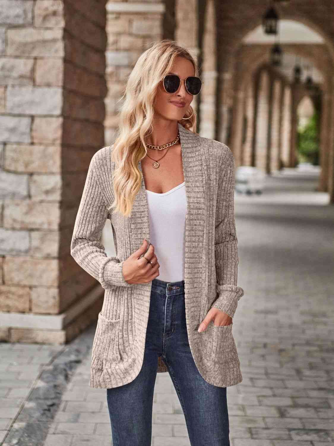 Open Front Cardigan with Pockets