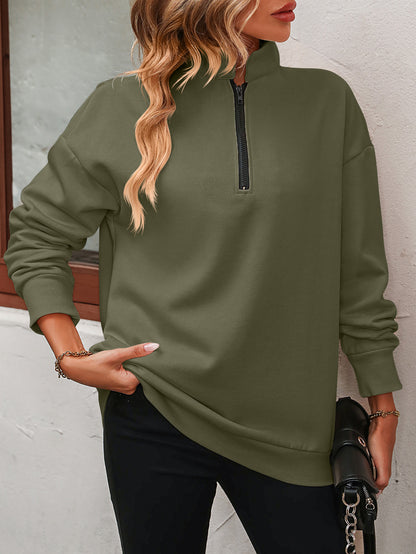 PREORDER Zip-Up Dropped Shoulder Sweatshirt