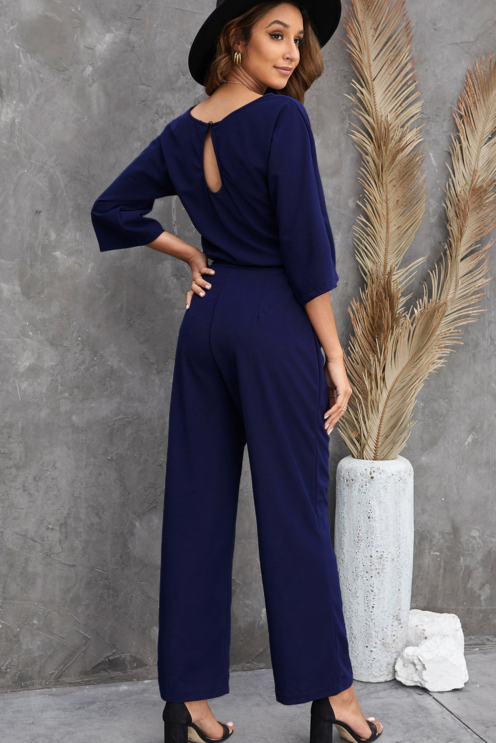 Three quarter sleeve sales jumpsuit