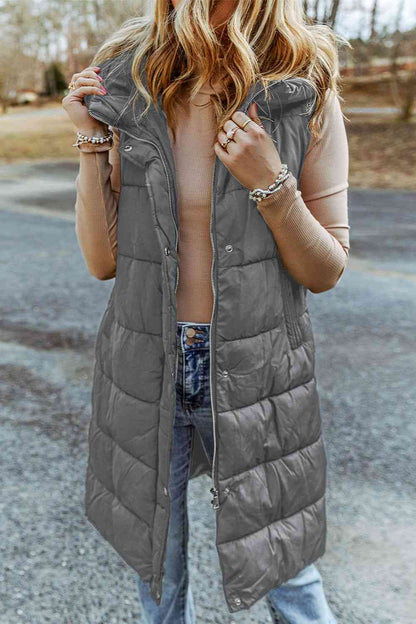 PREORDER Longline Hooded Sleeveless Puffer Vest