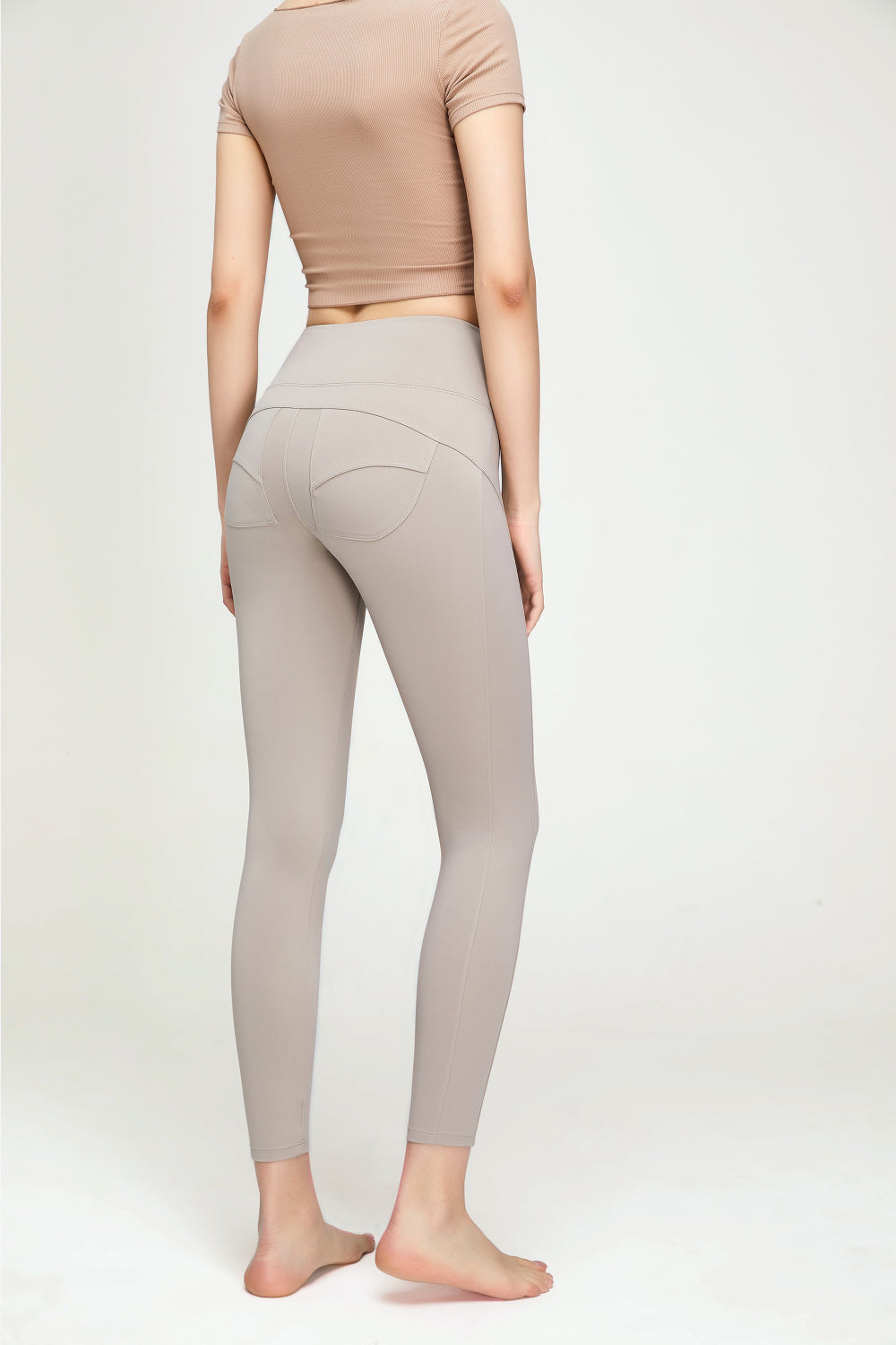 Khaki Seamless High Waist Fitted Active Leggings Shop Now | ZEFASH