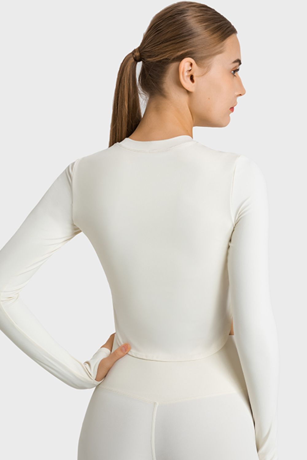 Side Slit Long Sleeve Round Neck Crop Top – The Nest On Main