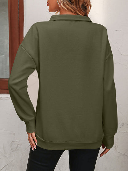 PREORDER Zip-Up Dropped Shoulder Sweatshirt