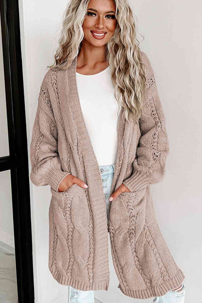 PREORDER Cable-Knit Dropped Shoulder Cardigan