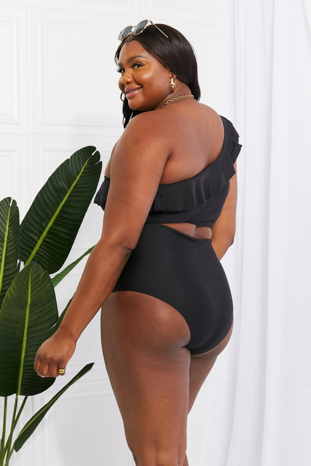 Plus size cold shoulder swimsuit online