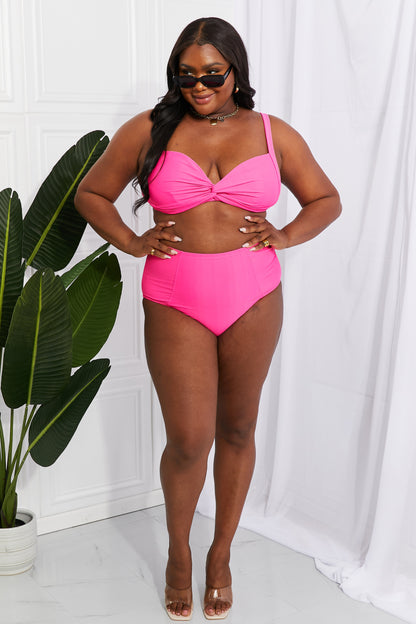 Take A Dip Twist High-Rise Swimsuit Bikini in Pink