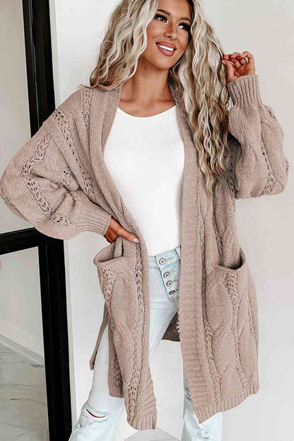 PREORDER Cable-Knit Dropped Shoulder Cardigan