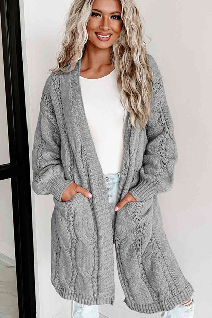 PREORDER Cable-Knit Dropped Shoulder Cardigan