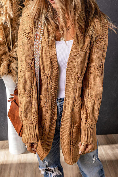 PREORDER Cable-Knit Dropped Shoulder Cardigan