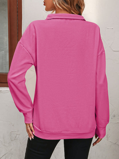 PREORDER Zip-Up Dropped Shoulder Sweatshirt