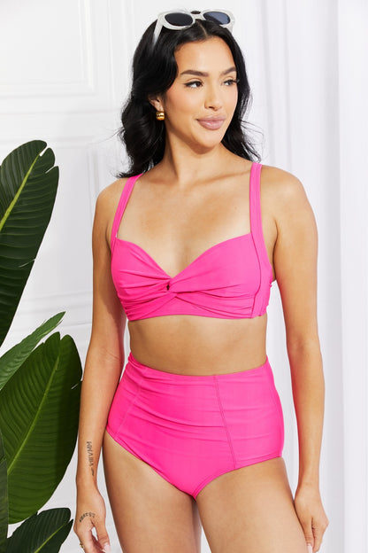 Take A Dip Twist High-Rise Swimsuit Bikini in Pink